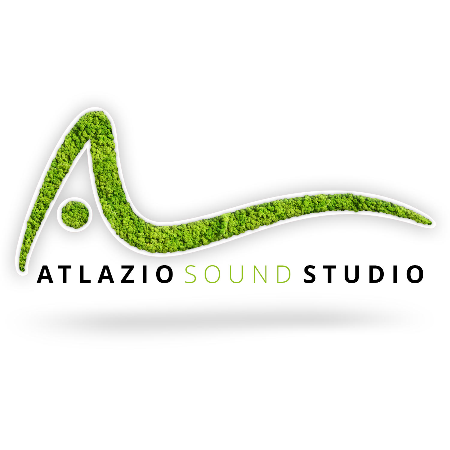 weiss_logo_atlazio_sound_studio Islandmoos Logos / Schriften - Hartschaum weiß - mit Rahmen