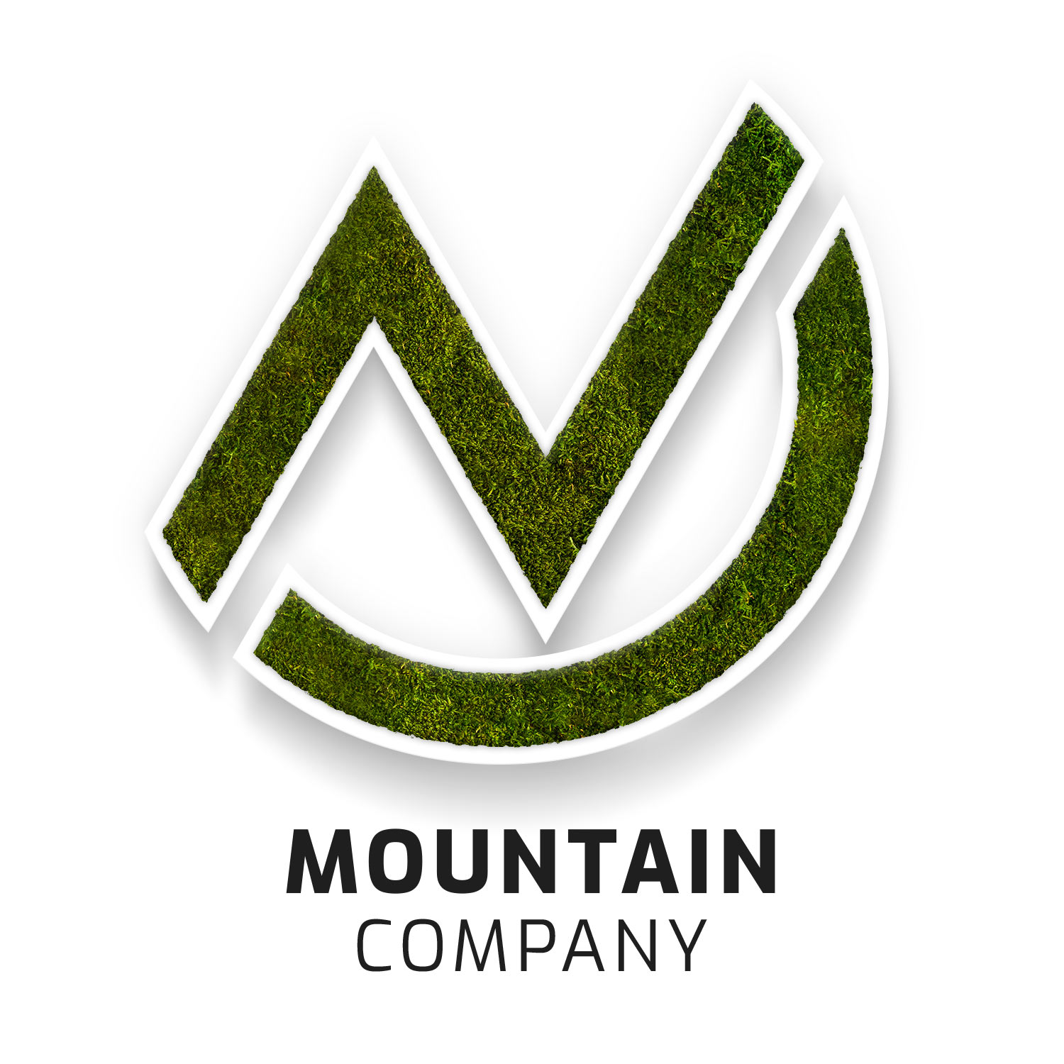 weiss_waldmoos_logo_moutain_company Waldmoos Logos / Schriften - Hartschaum weiß - mit Rahmen