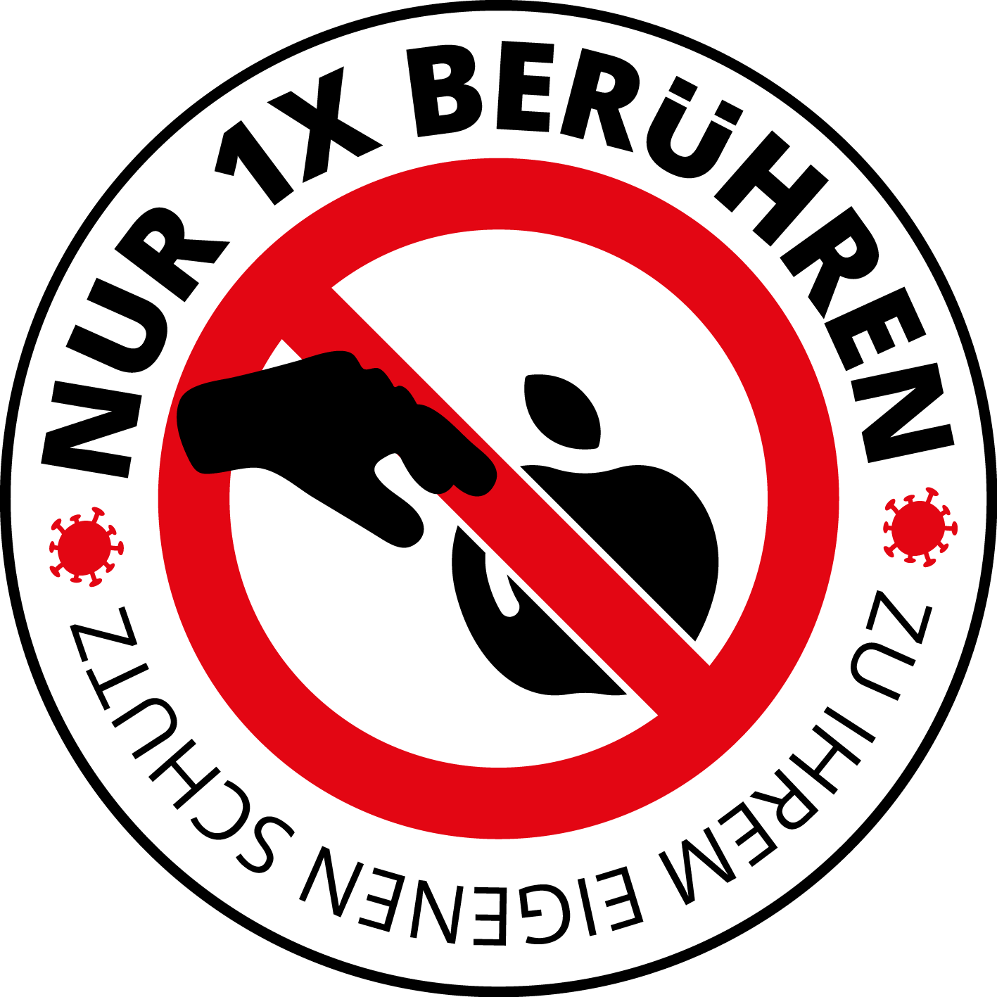 nur_1x_beruehren_rund Aufkleber - nur 1x berühren - rund